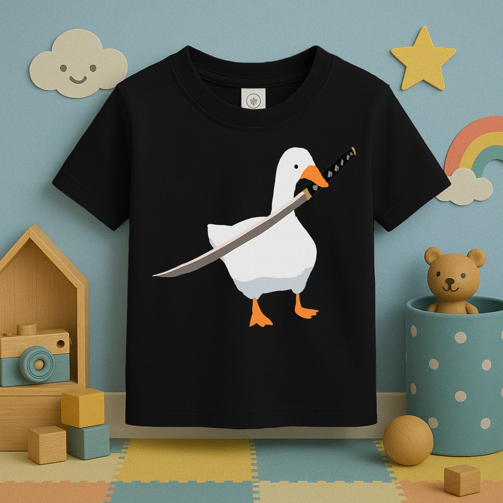 Duck with sword Duck wielding a Katana knife Goose Toddler T-Shirt