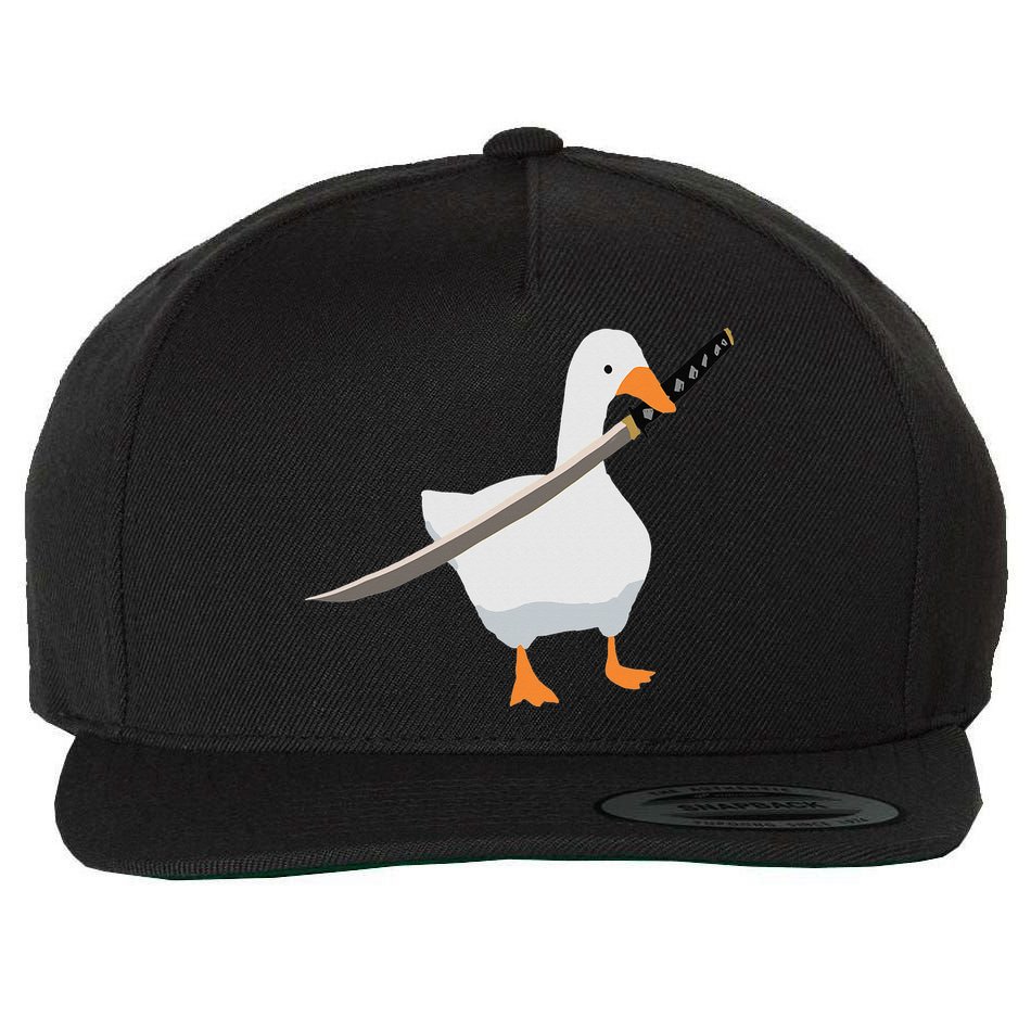 Duck with sword Duck wielding a Katana knife Goose Wool Snapback Cap