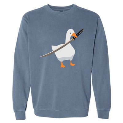 Duck with sword Duck wielding a Katana knife Goose Garment-Dyed Sweatshirt