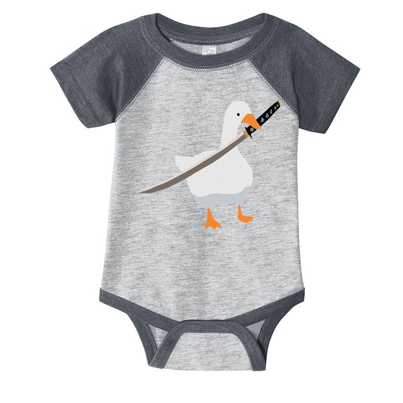 Duck with sword Duck wielding a Katana knife Goose Infant Baby Jersey Bodysuit