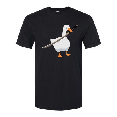 Duck with sword Duck wielding a Katana knife Goose Softstyle CVC T-Shirt