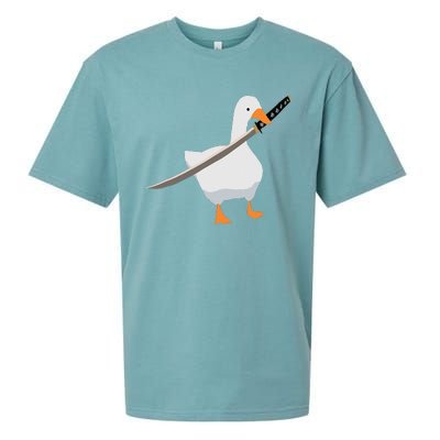 Duck with sword Duck wielding a Katana knife Goose Sueded Cloud Jersey T-Shirt