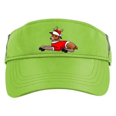 Deer Wearing Santa Hat And Sweater Christmas Gift Adult Drive Performance Visor