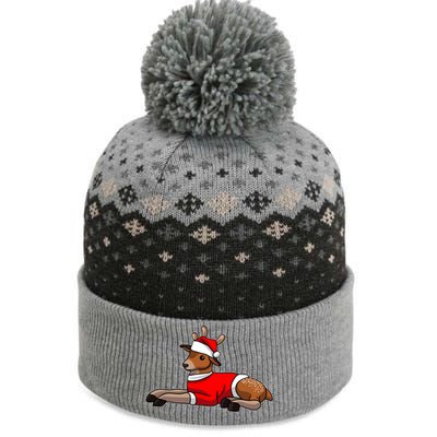 Deer Wearing Santa Hat And Sweater Christmas Gift The Baniff Cuffed Pom Beanie