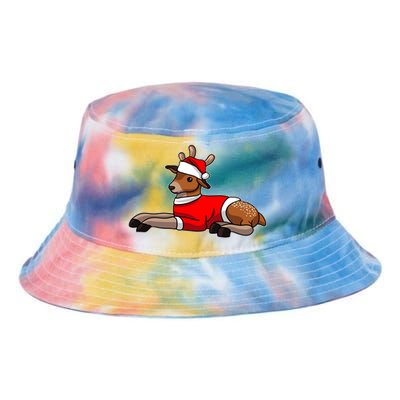 Deer Wearing Santa Hat And Sweater Christmas Gift Tie Dye Newport Bucket Hat