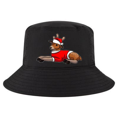 Deer Wearing Santa Hat And Sweater Christmas Gift Cool Comfort Performance Bucket Hat