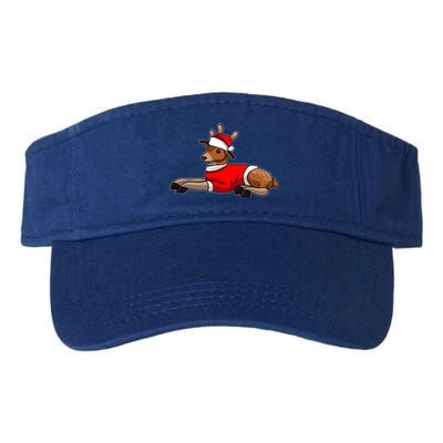 Deer Wearing Santa Hat And Sweater Christmas Gift Valucap Bio-Washed Visor