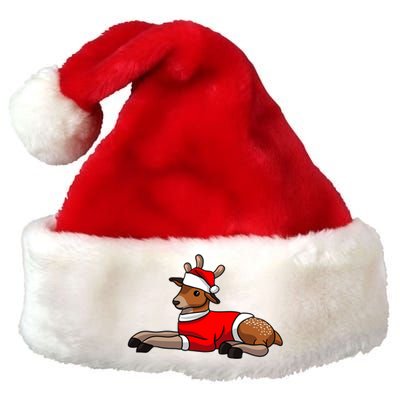 Deer Wearing Santa Hat And Sweater Christmas Gift Premium Christmas Santa Hat