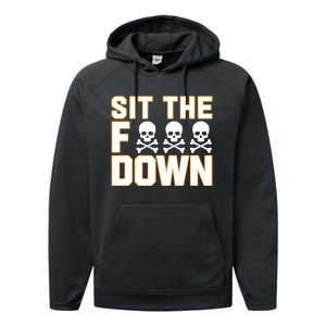 Davidbednar Wearing Sit The Fuck Down Performance Fleece Hoodie