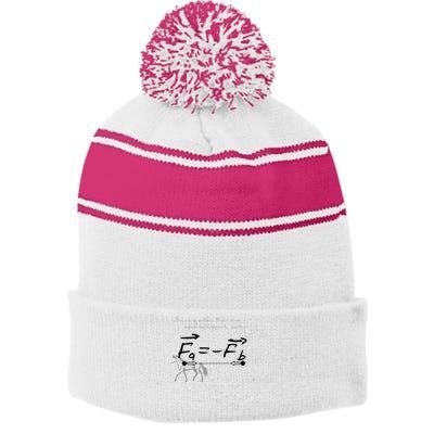 Design With Sir Isaac Newtons Third Law Stripe Pom Pom Beanie