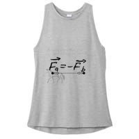 Design With Sir Isaac Newtons Third Law Ladies PosiCharge Tri-Blend Wicking Tank