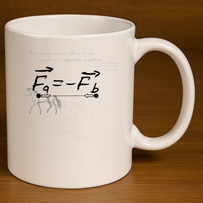 Design With Sir Isaac Newtons Third Law 11oz C Handle Ceramic Mug