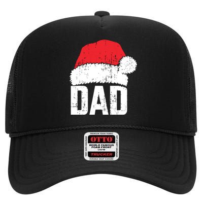 Dad With Santa Claus Hat Matching Family Christmas Pajama High Crown Mesh Back Trucker Hat