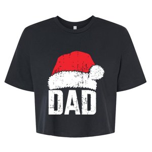 Dad With Santa Claus Hat Matching Family Christmas Pajama Bella+Canvas Jersey Crop Tee