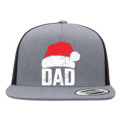 Dad With Santa Claus Hat Matching Family Christmas Pajama Flat Bill Trucker Hat