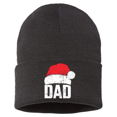 Dad With Santa Claus Hat Matching Family Christmas Pajama Sustainable Knit Beanie