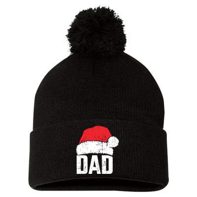 Dad With Santa Claus Hat Matching Family Christmas Pajama Pom Pom 12in Knit Beanie