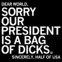 Dear World Sorry Our President Is A Bag Of Dicks Sincerely H Drawstring Bag