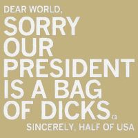 Dear World Sorry Our President Is A Bag Of Dicks Sincerely H Cooling Performance Crew T-Shirt