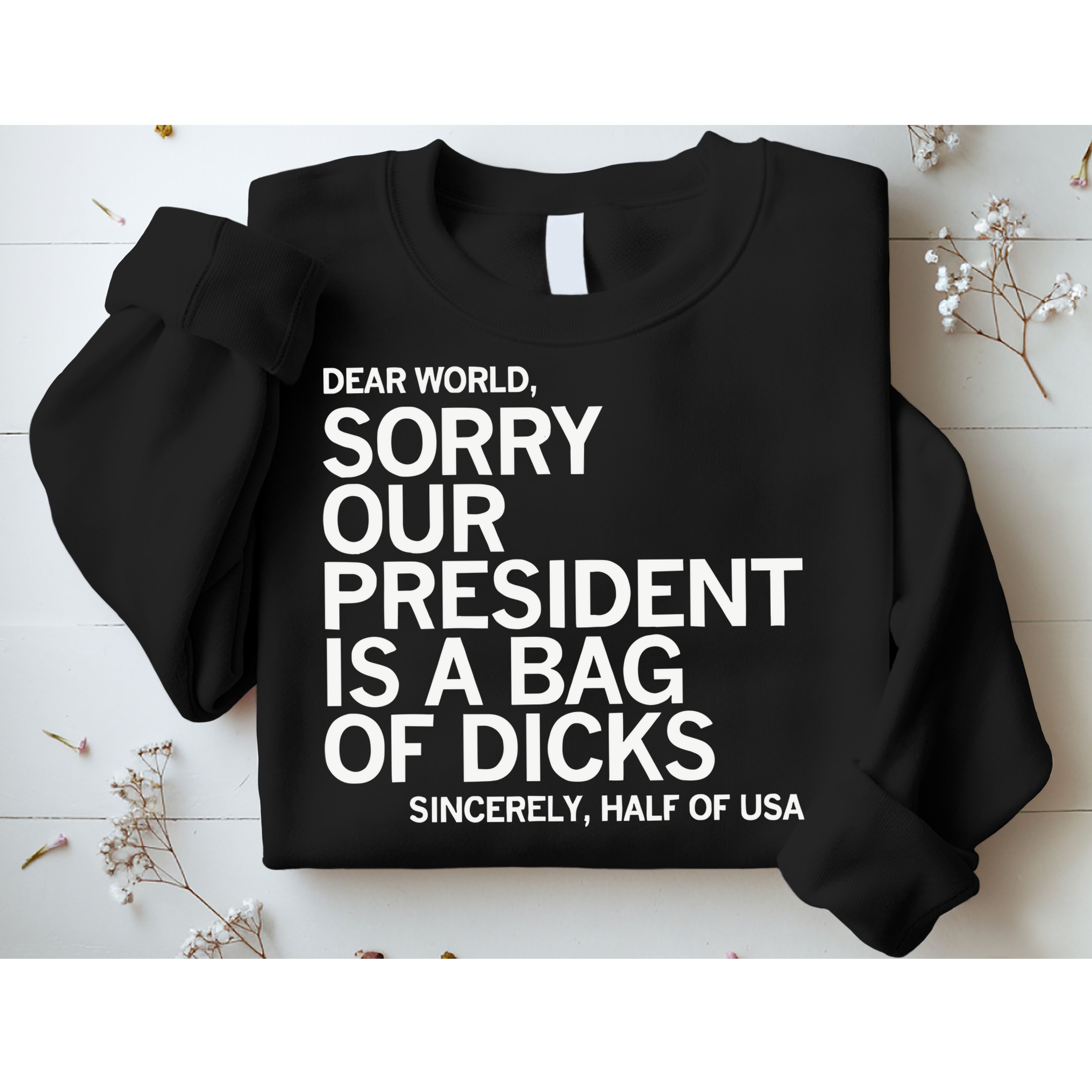 Dear World Sorry Our President Is A Bag Of Dicks Sincerely H Sweatshirt