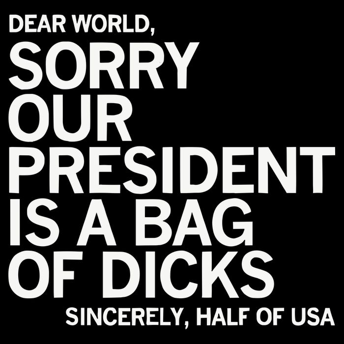 Dear World Sorry Our President Is A Bag Of Dicks Sincerely H 7-Panel Snapback Hat