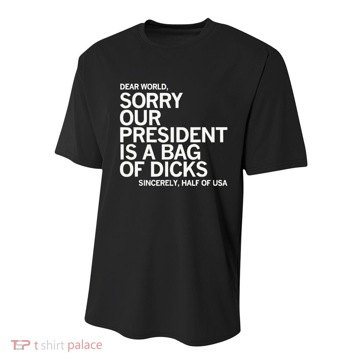 Dear World Sorry Our President Is A Bag Of Dicks Sincerely H Youth Performance Sprint T-Shirt