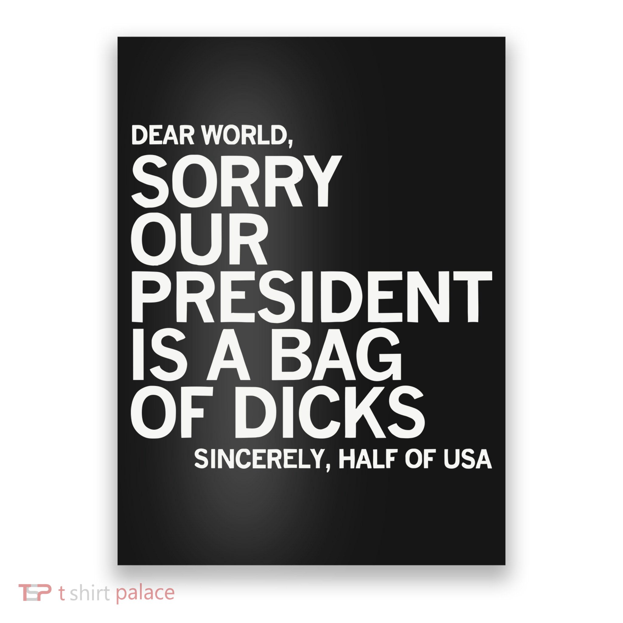 Dear World Sorry Our President Is A Bag Of Dicks Sincerely H Poster