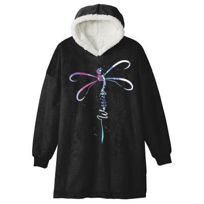 Dragonfly Warrior Semicolon Suicide Prevention Awareness Hooded Wearable Blanket