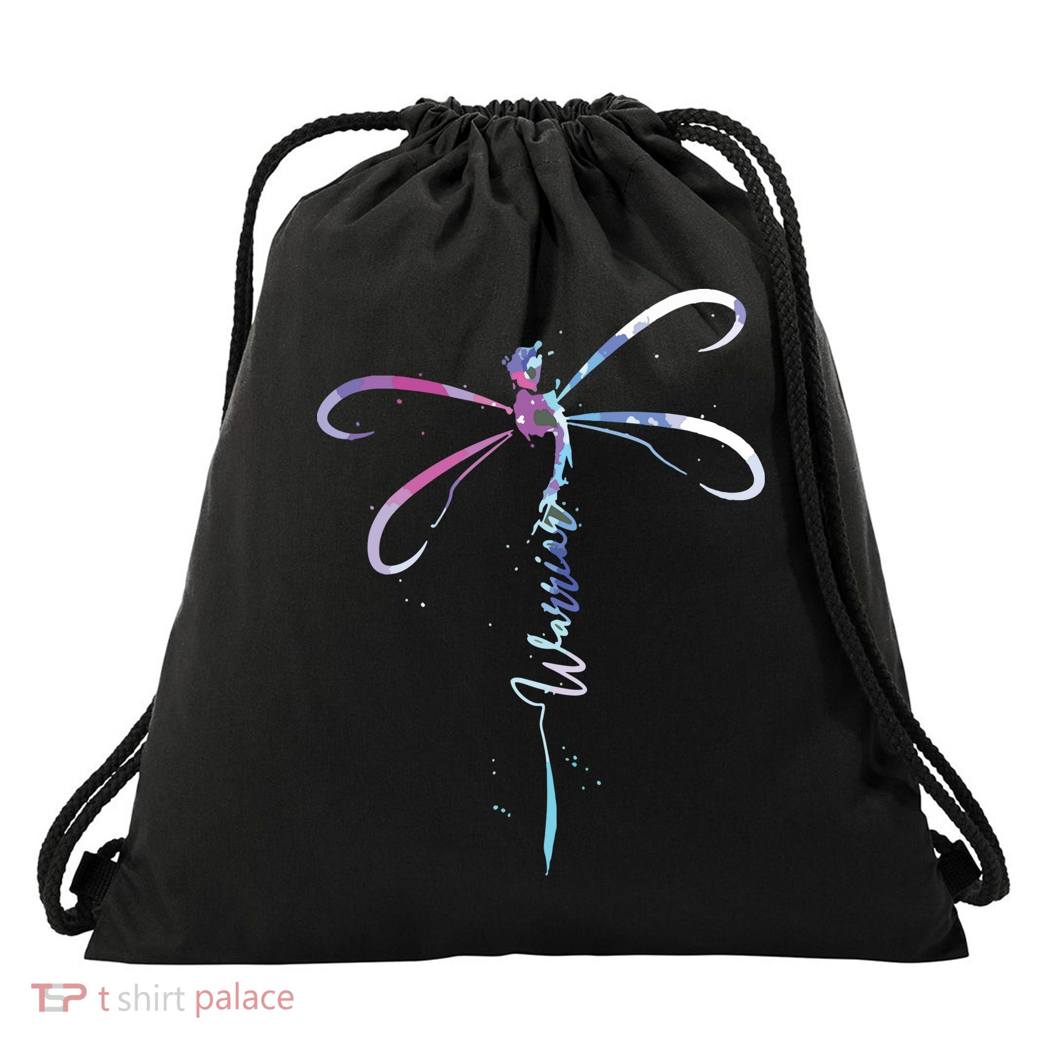 Dragonfly Warrior Semicolon Suicide Prevention Awareness Drawstring Bag