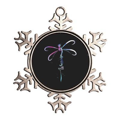 Dragonfly Warrior Semicolon Suicide Prevention Awareness Metallic Star Ornament