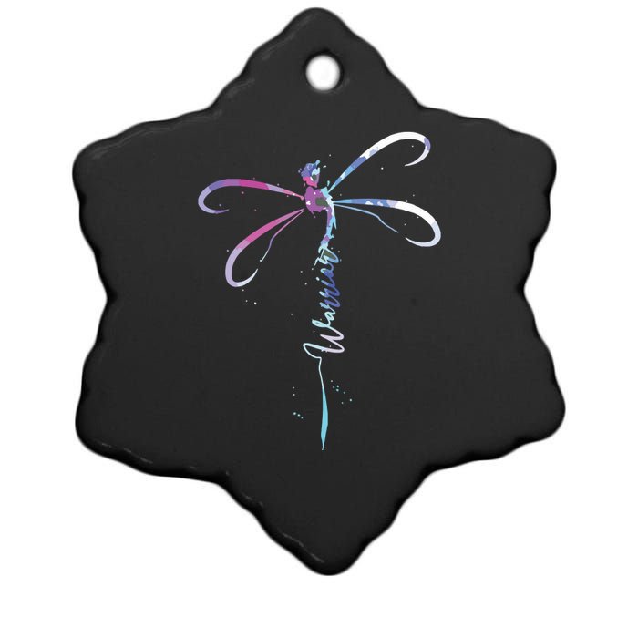 Dragonfly Warrior Semicolon Suicide Prevention Awareness Ceramic Star Ornament