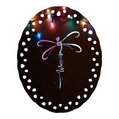 Dragonfly Warrior Semicolon Suicide Prevention Awareness Ceramic Oval Ornament