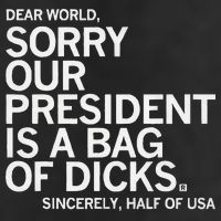 Dear World Sorry Our President Is A Bag Of Dicks Sincerely H Hat