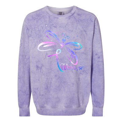 Dragonfly Warrior Suicide Prevention Awareness Colorblast Crewneck Sweatshirt