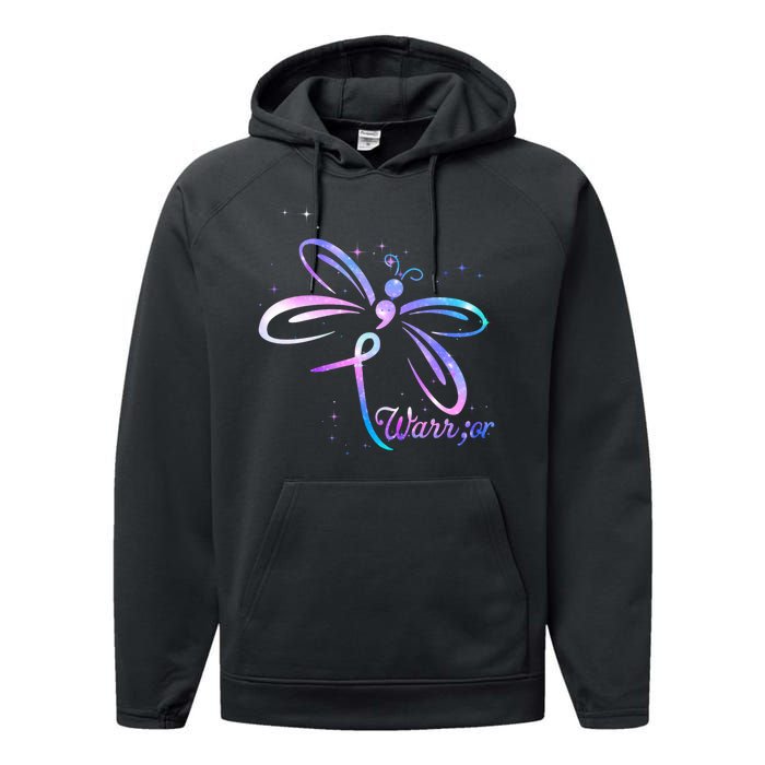 Dragonfly Warrior Suicide Prevention Awareness Performance Fleece Hoodie