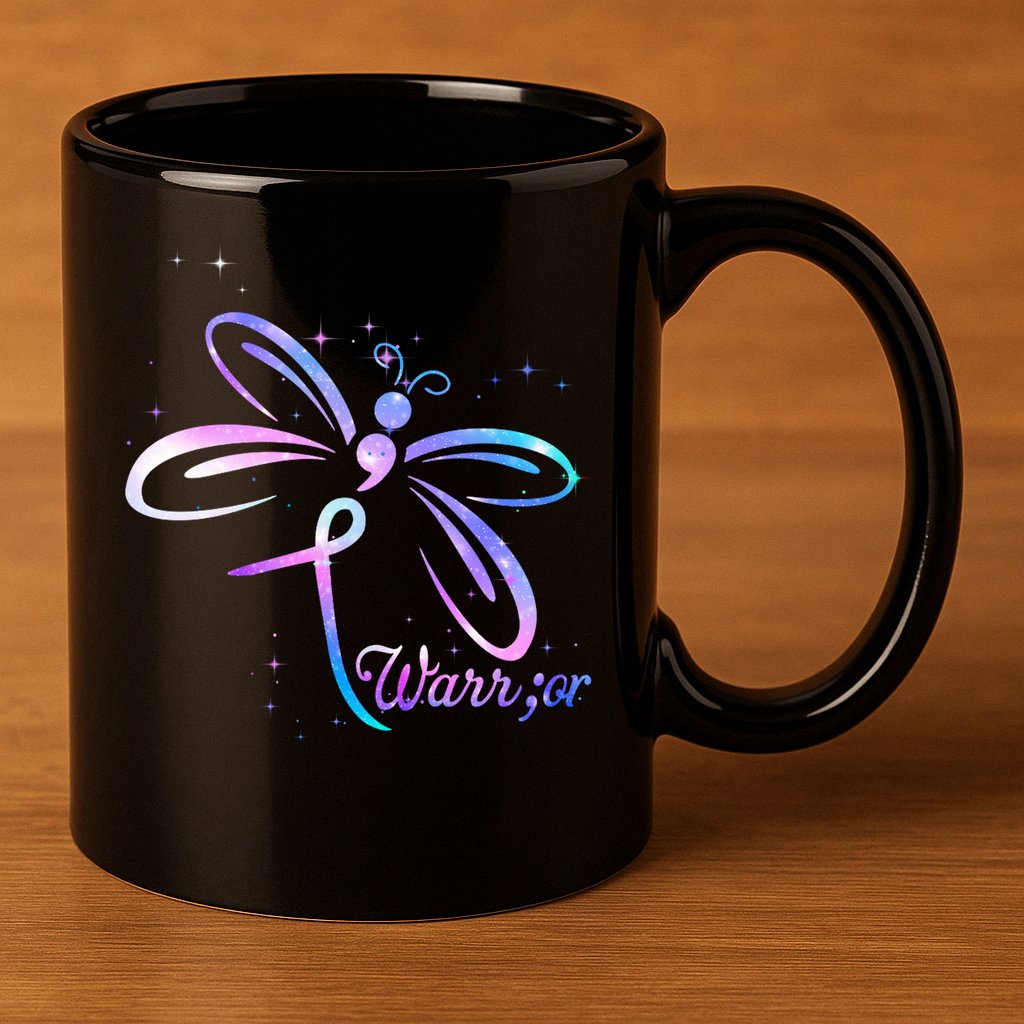 Dragonfly Warrior Suicide Prevention Awareness 11oz C Handle Ceramic Mug
