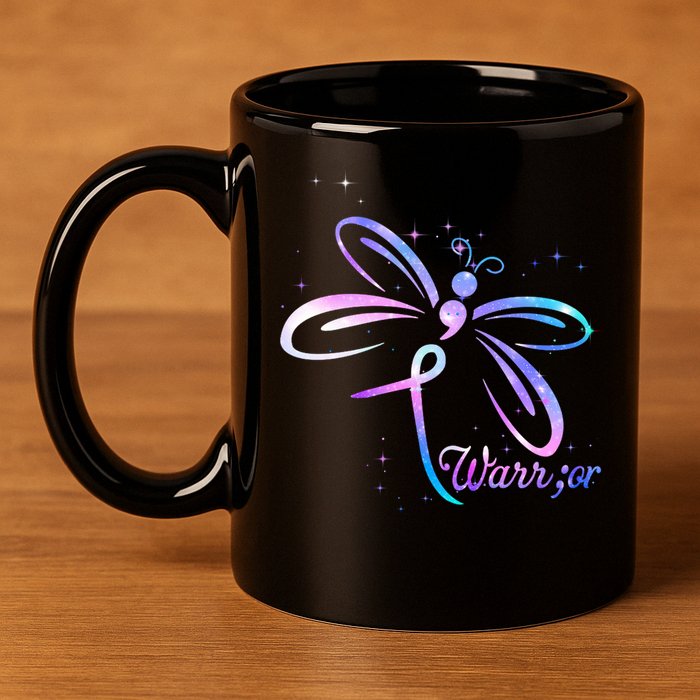 Dragonfly Warrior Suicide Prevention Awareness 11oz C Handle Ceramic Mug