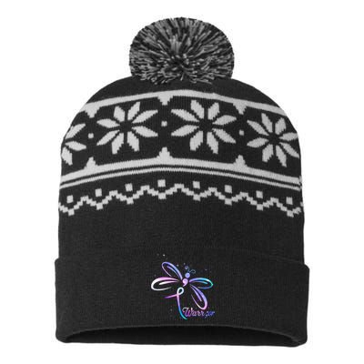 Dragonfly Warrior Suicide Prevention Awareness USA-Made Snowflake Beanie