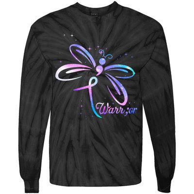 Dragonfly Warrior Suicide Prevention Awareness Tie-Dye Long Sleeve Shirt
