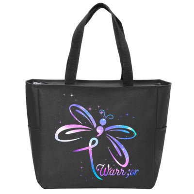 Dragonfly Warrior Suicide Prevention Awareness Zip Tote Bag