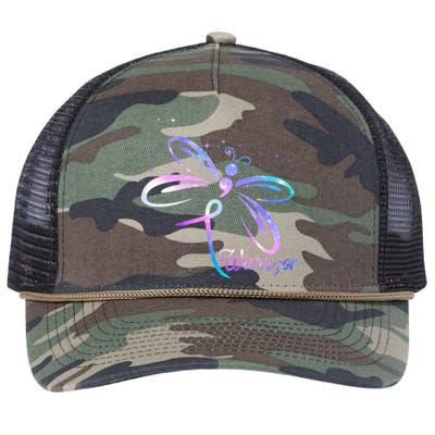 Dragonfly Warrior Suicide Prevention Awareness Retro Rope Trucker Hat Cap