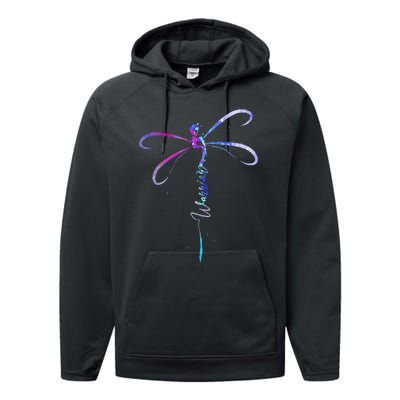 Dragonfly Warrior Semicolon Suicide Prevention Awareness Performance Fleece Hoodie