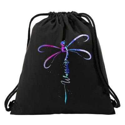 Dragonfly Warrior Semicolon Suicide Prevention Awareness Drawstring Bag