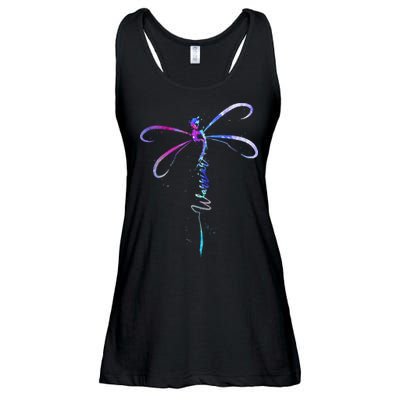 Dragonfly Warrior Semicolon Suicide Prevention Awareness Ladies Essential Flowy Tank