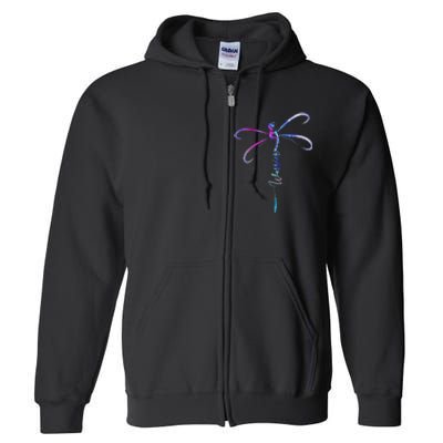 Dragonfly Warrior Semicolon Suicide Prevention Awareness Full Zip Hoodie