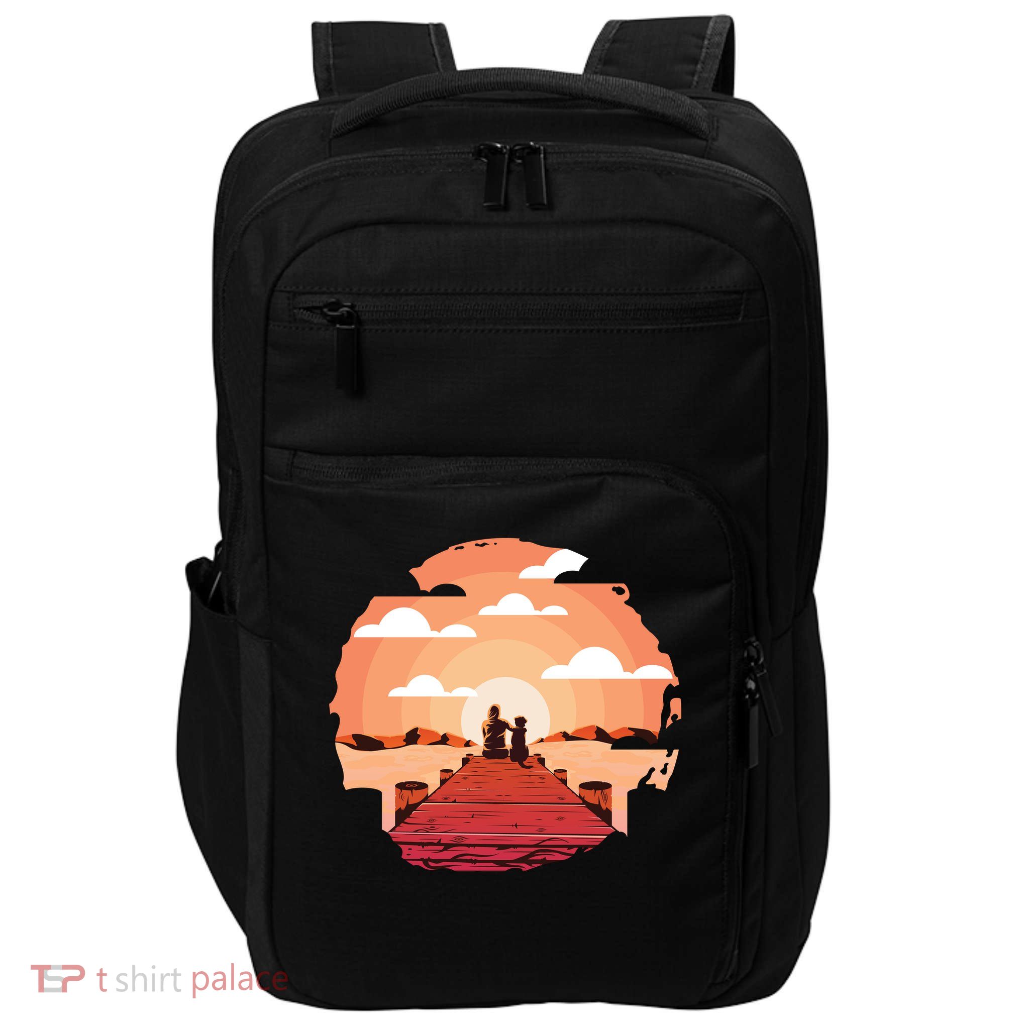 Dog Watching Sunset Impact Tech Backpack