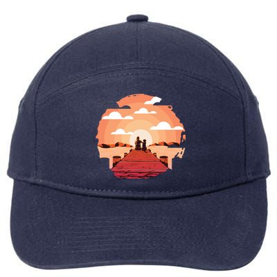 Dog Watching Sunset 7-Panel Snapback Hat