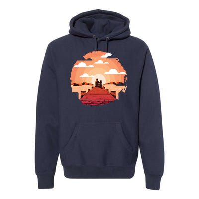 Dog Watching Sunset Premium Hoodie