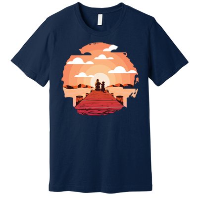 Dog Watching Sunset Premium T-Shirt