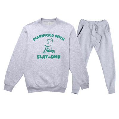 Diagnosed With Slay Dhd Premium Crewneck Sweatsuit Set